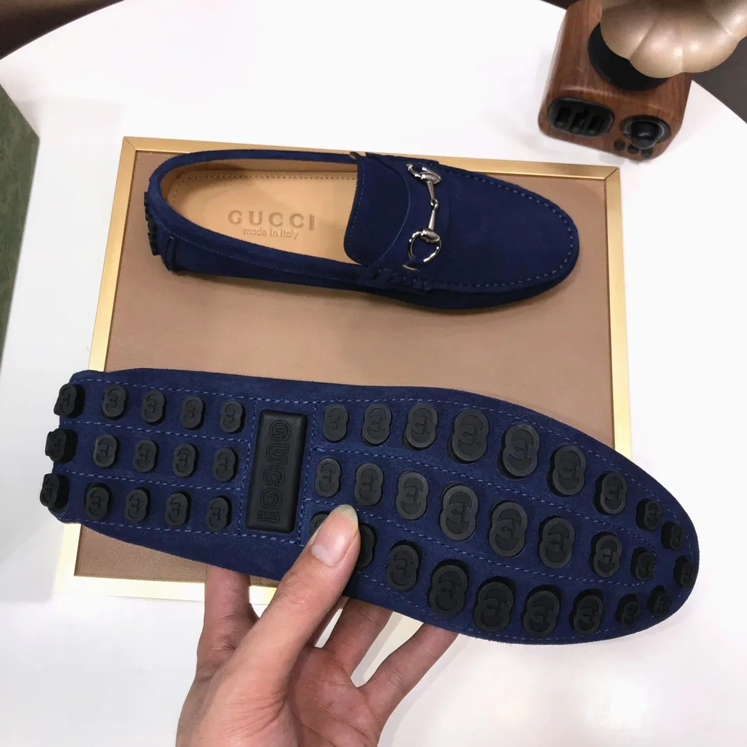 Men's Men's Shoes💰420💰[Gucci GUCCI] (High-end Niuli) New 🍀Gucci*-Gucci Peas Shoes! Made of imported original cowhide, the inner top layer is comfortable cowhide lining! Original wear-resistant rubber outsole! High quality products! Code number 38-44!